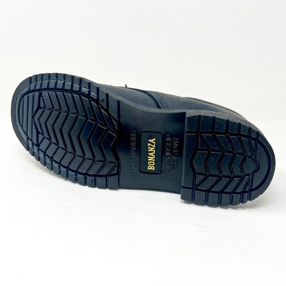 Bonanza Mens Black Leather Slip Resistant Work Boots BA415 - Picture 5 of 5